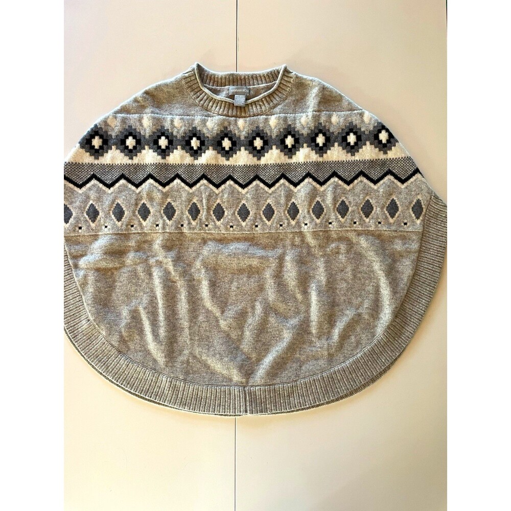 Hannah Rose 100% Merino Wool Nordic Fair Isle Dolman Pullover Poncho OS